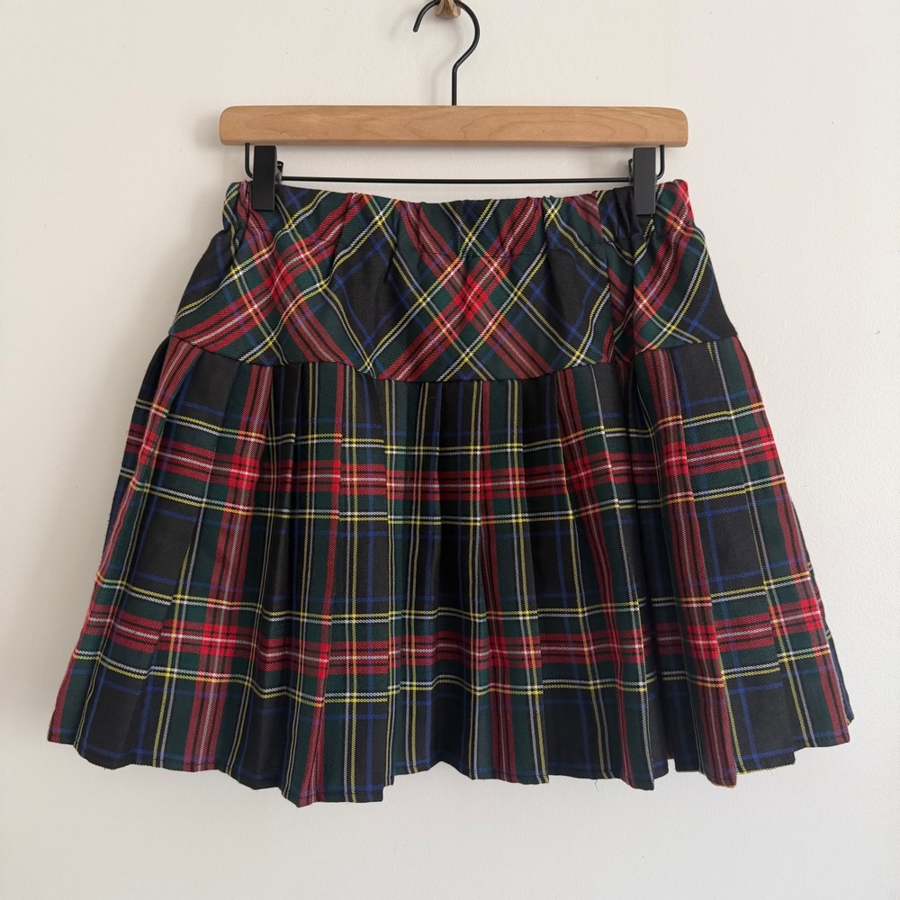 Plaid Pleated Mini Skirt Elastic Waist Schoolgirl Preppy Dark Academia